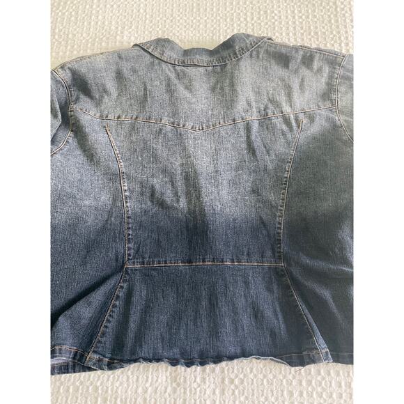 Just Blu Jeans Ombré Unique Detailed Denim Jacket Blazer Sz 32W - Picture 10 of 10